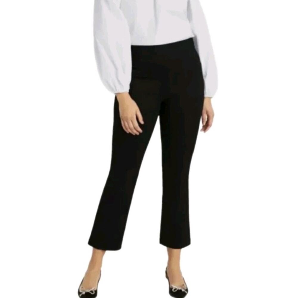 HILL HOUSE Womens Claire High Rise Straight‎ leg Crop Pants Medium Black Stretch